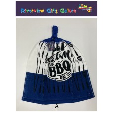 Crochet Top Hand Towel / Tea Towel -  Keep Calm and BBQ On Crochet Top Hand Towel / Tea Towel -  Keep Calm and BBQ On